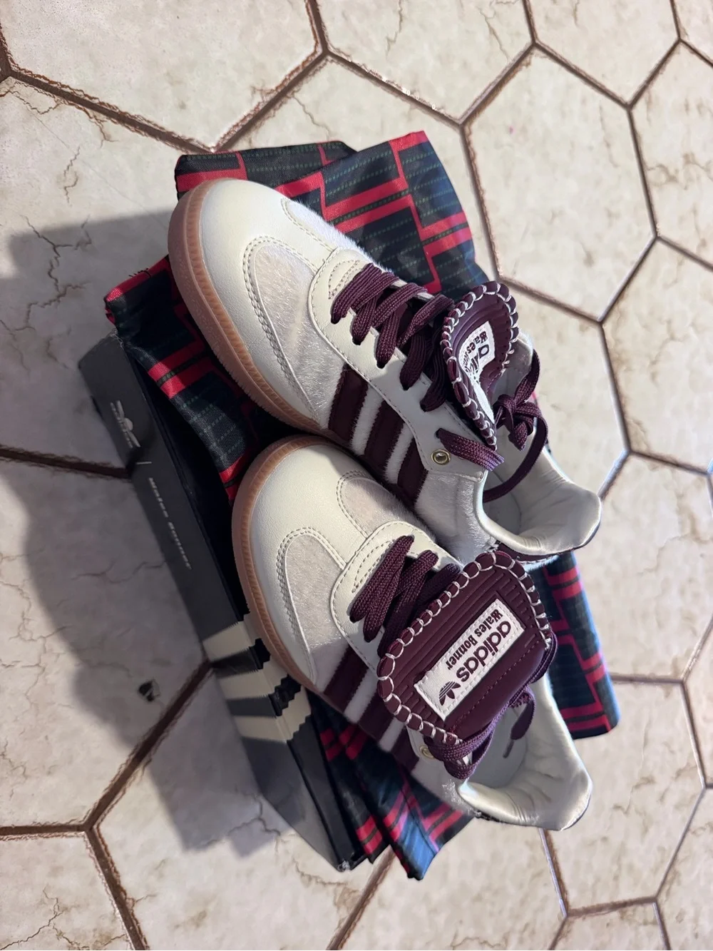 adidas Kids Samba-inspired Sneakers - White & Burgundy